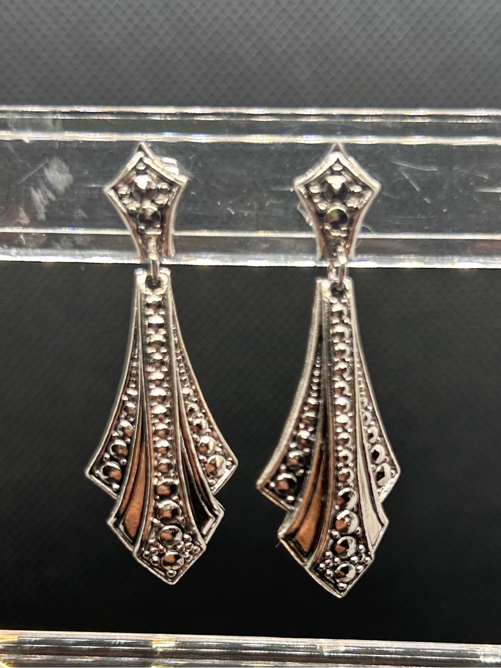 Vintage-Style Silver-Tone Drop Earrings
